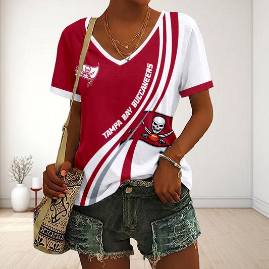 LIMITED EDITION - NEW CUSTOMIZED NFL10 TBB TAMPA BAY BUCCANEERS V-NECK FEMALE SHIRT