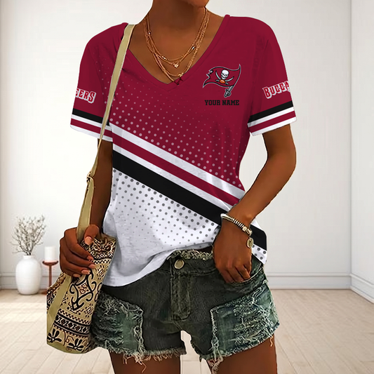 VIRAL EDITION - NEW CUSTOMIZED NFL10 TBB TAMPA BAY BUCCANEERS V-NECK FEMALE SHIRT