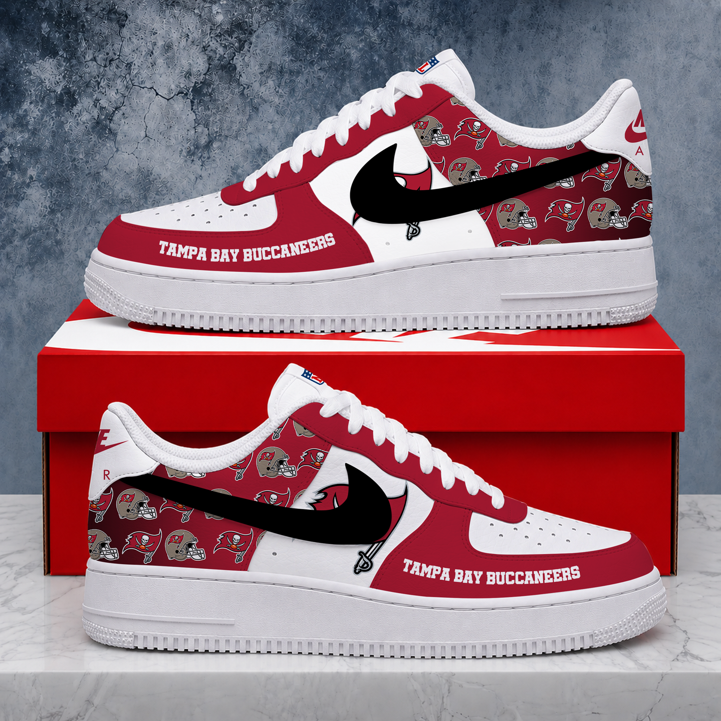 FINAL SALE - NEW CUSTOMIZED NFL10 TBB TAMPA BAY BUCCANEERS AF1 SHOES