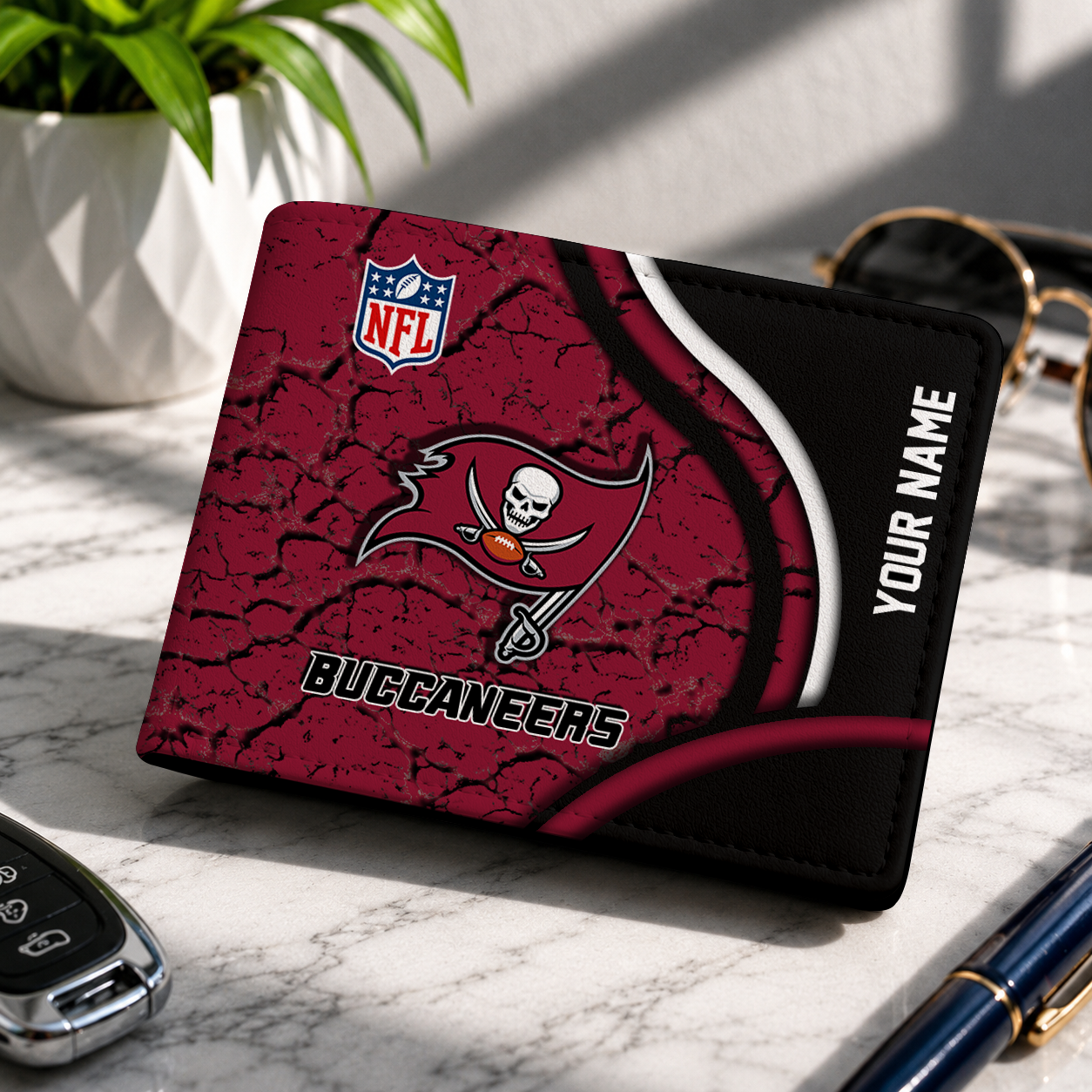 LIMITED EDITION - NEW CUSTOMIZED NFL10 TBB TAMPA BAY BUCCANEERS LEATHER WALLET