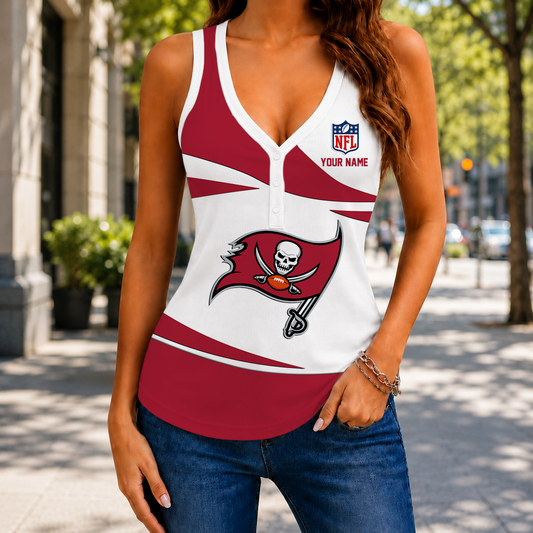 FINAL SALE - NEW CUSTOMIZED NFL10 TBB TAMPA BAY BUCCANEERS WOMEN'S V-NECK TANK TOP