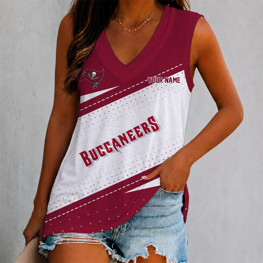 VIRAL EDITION - NEW CUSTOMIZED NFL10 TBB TAMPA BAY BUCCANEERS WOMEN'S V-NECK TANK TOP