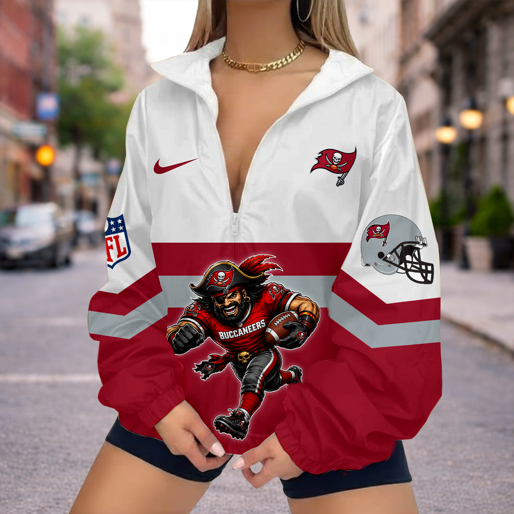 FINAL SALE - NEW CUSTOMIZED NFL10 TBB TAMPA BAY BUCCANEERS V-NECK ZIPPER SWEATSHIRT JACKET