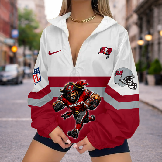 FINAL SALE - NEW CUSTOMIZED NFL10 TBB TAMPA BAY BUCCANEERS V-NECK ZIPPER SWEATSHIRT JACKET
