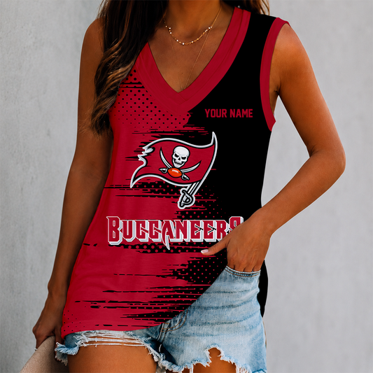 FINAL SALE - NEW CUSTOMIZED NFL10 TBB TAMPA BAY BUCCANEERS WOMEN'S V-NECK TANK TOP