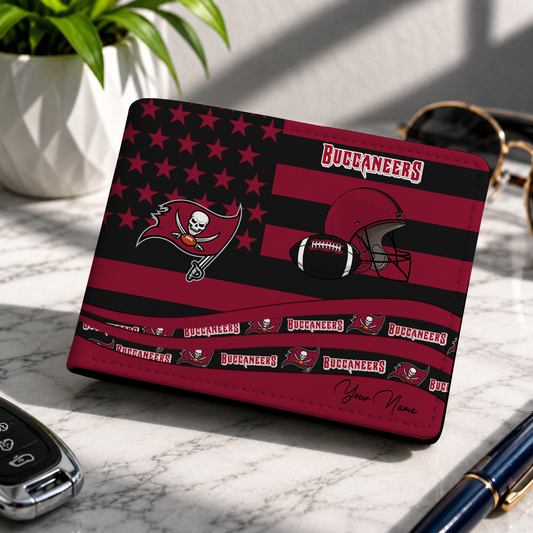 FINAL SALE - NEW CUSTOMIZED NFL10 TBB TAMPA BAY BUCCANEERS LEATHER WALLET