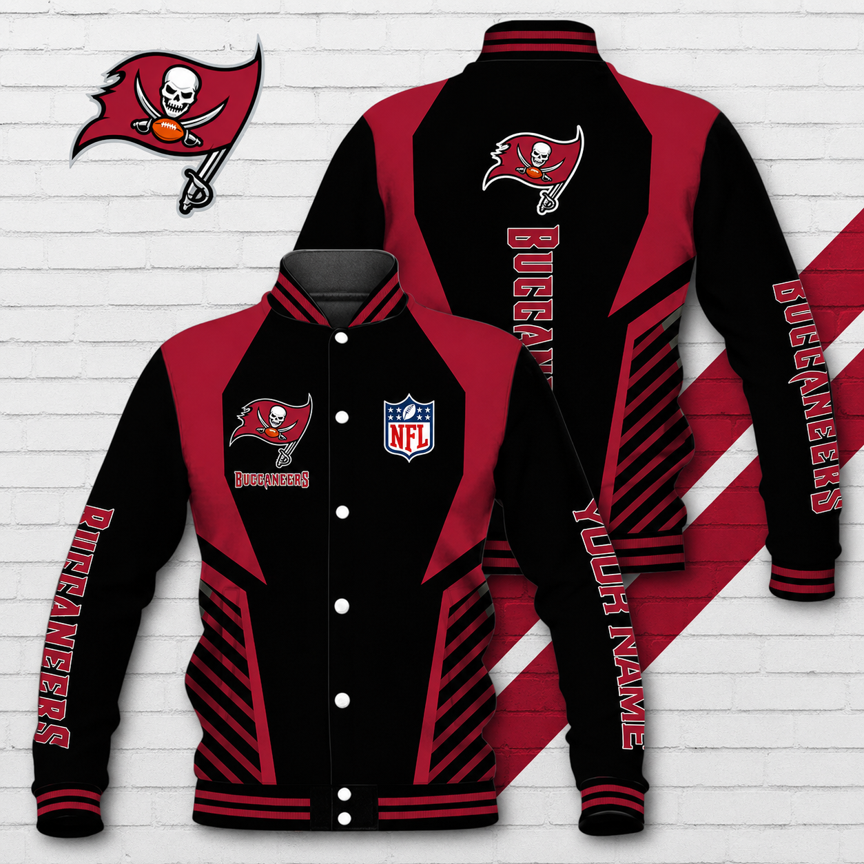 LIMITED EDITION - NEW CUSTOMIZED NFL10 TBB TAMPA BAY BUCCANEERS SATIN VARSITY & BASEBALL JACKET