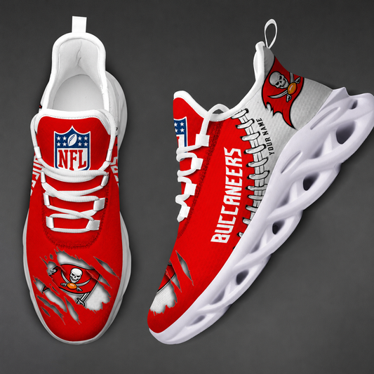 FINAL SALE - NEW CUSTOMIZED NFL10 TBB TAMPA BAY BUCCANEERS UNISEX MAX SOUL SHOES
