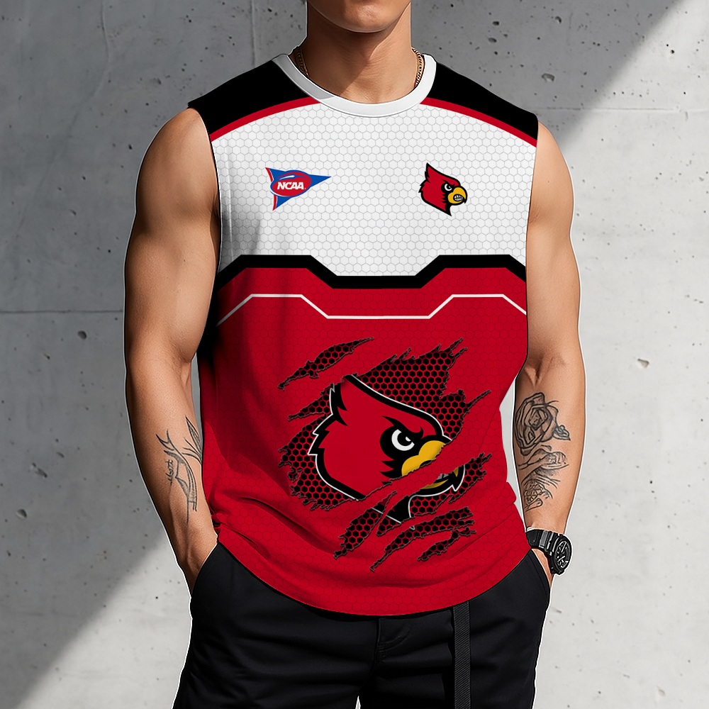 SPECIAL EDITION - NEW CUSTOMIZED NCAA FBS10 ULC LOUISVILLE CARDINALS MEN'S GYM SHIRT