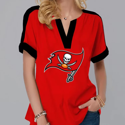 FINAL SALE - NEW CUSTOMIZED NFL10 TBB TAMPA BAY BUCCANEERS V-NECK FEMALE SHIRT
