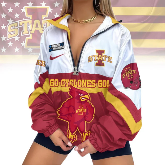 LIMITED EDITION - NEW CUSTOMIZED MAM NCAA10 ISC IS CYCLONES V-NECK ZIPPER JACKET