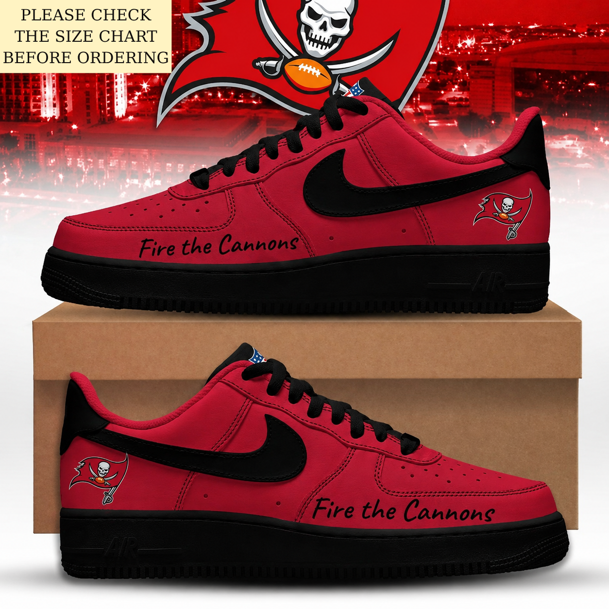 HOT DEAL - NEW CUSTOMIZED NFL10 TBB TAMPA BAY BUCCANEERS AF1 SHOES