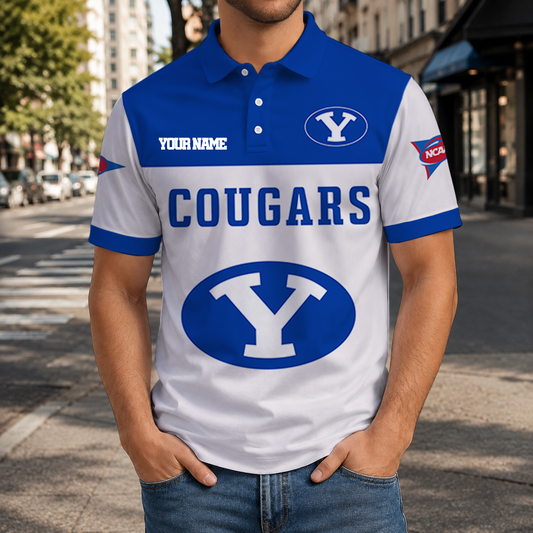 SPECIAL OFFER - NEW CUSTOMIZED NCAA FBS11 BYU BYU COUGARS POLO SHIRT, ZIP POLO SHIRT & T-SHIRTS