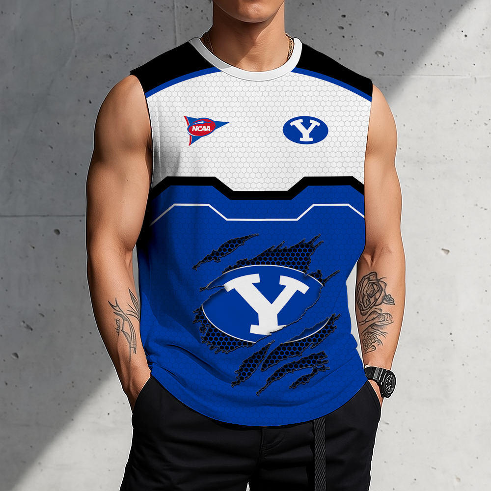 SPECIAL EDITION - NEW CUSTOMIZED NCAA FBS11 BYU BYU COUGARS MEN'S GYM SHIRT