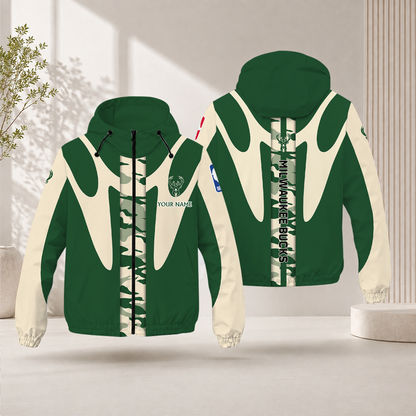 FINAL SALE - NEW CUSTOMIZED NBA11 MBU MILWAUKEE BUCKS WINDBREAKER JACKET