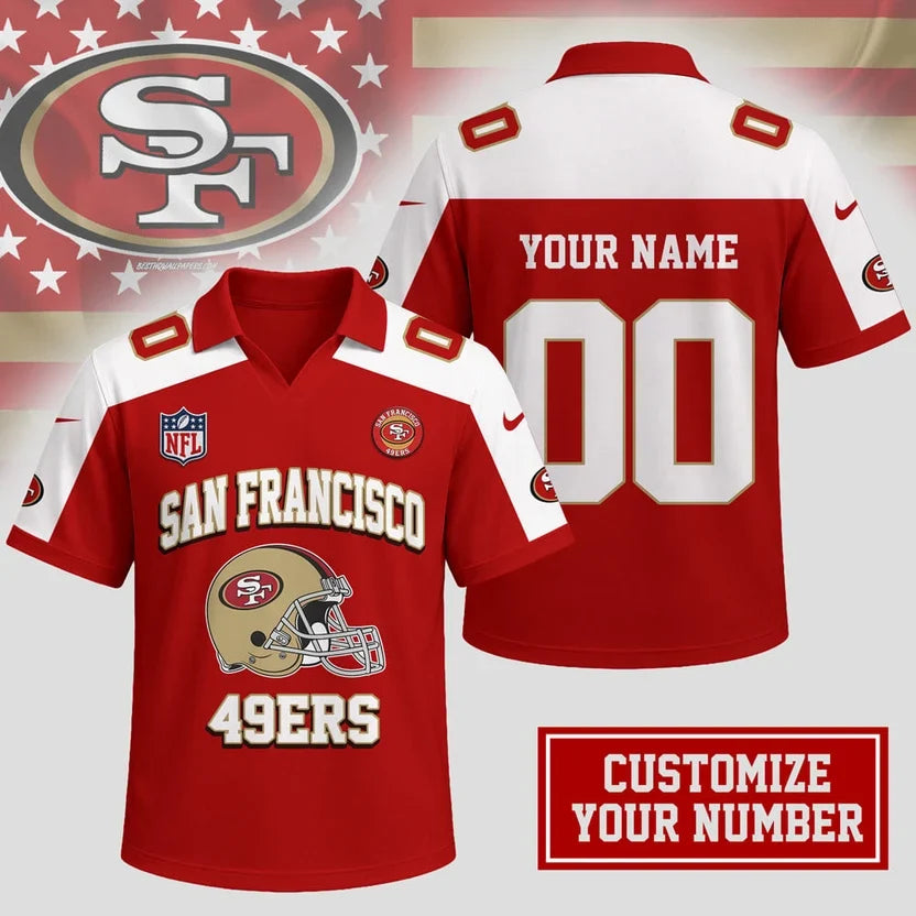 HOT DEAL - NEW CUSTOMIZED NFL11 SF49 SAN FRANCISCO 49ERS POLO SHIRT