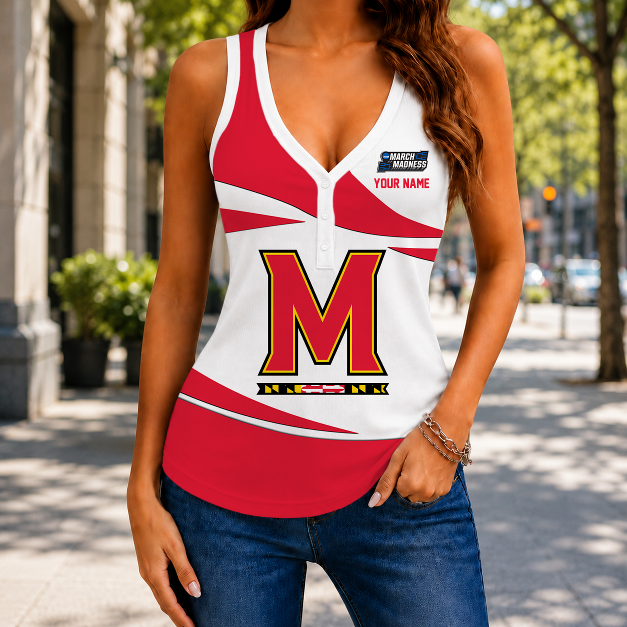 VIRAL EDITION - NEW CUSTOMIZED NCAA MAM11 MLT MARYLAND TERRAPINS WOMEN'S V-NECK TANK TOP