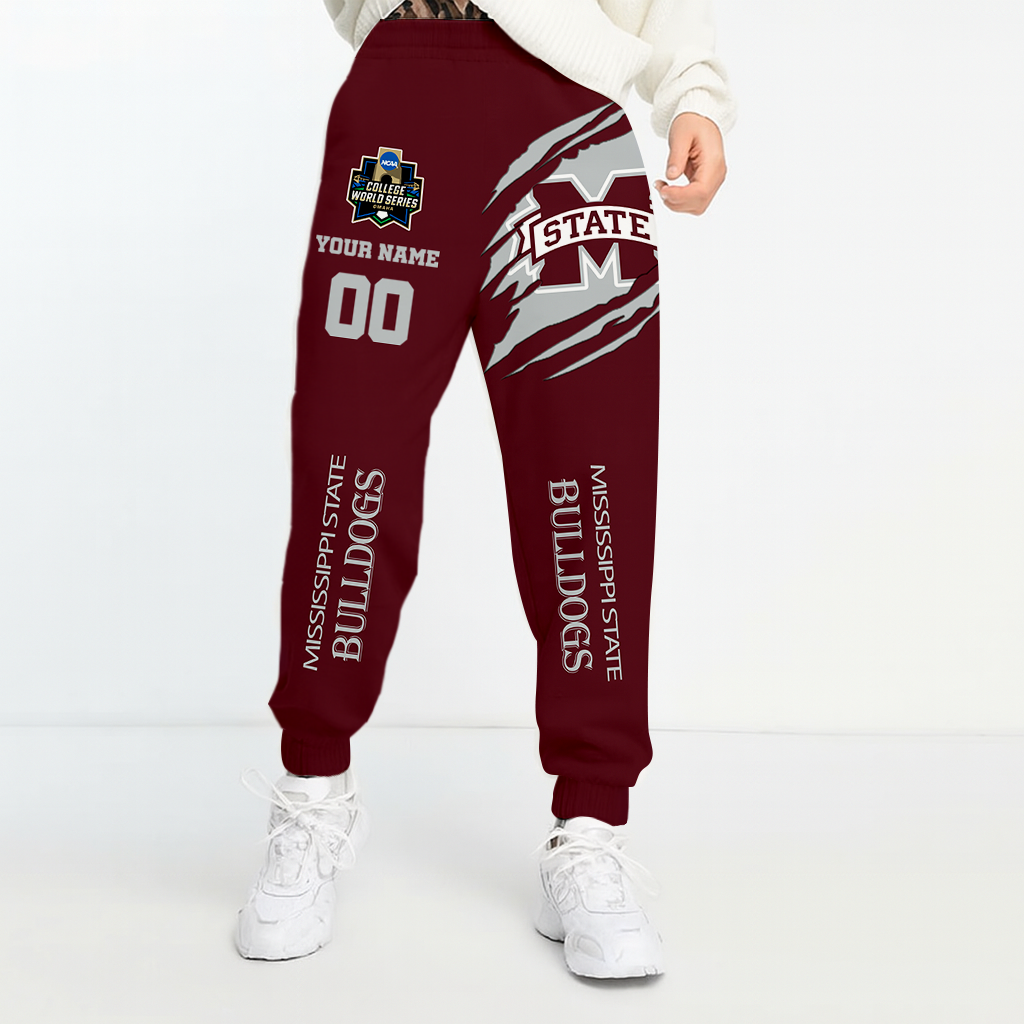 LIMITED DROP - NEW CUSTOMIZED COLLEGE WORLD SERIES NCAA11 MSB MISSISSIPPI STATE BULLDOGS UNISEX LONG PANTS