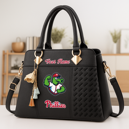 LIMITED EDITION - NEW CUSTOMIZED MLB11 PPS PH PHILLIES ZIP HANDBAG MULTICOLOR