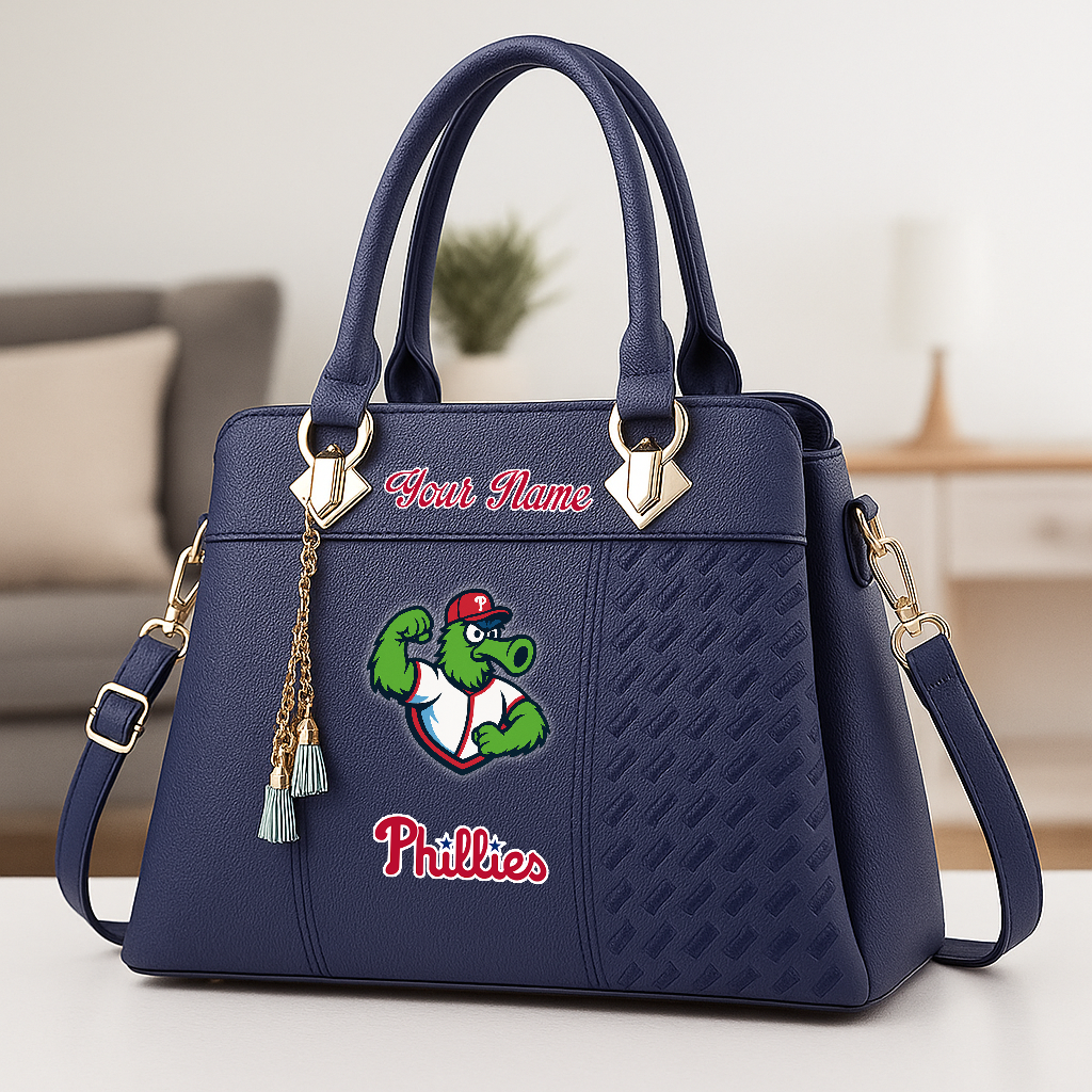 LIMITED EDITION - NEW CUSTOMIZED MLB11 PPS PH PHILLIES ZIP HANDBAG MULTICOLOR