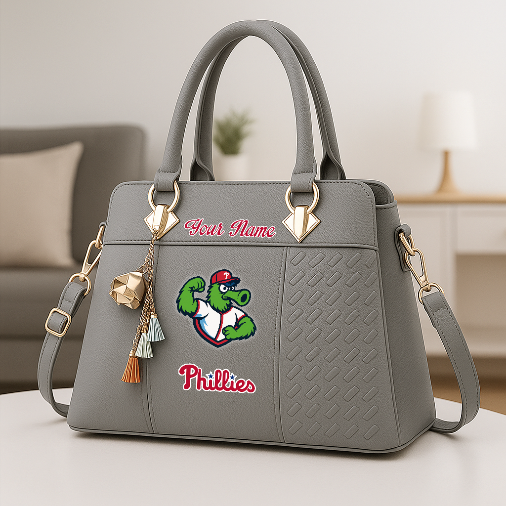 LIMITED EDITION - NEW CUSTOMIZED MLB11 PPS PH PHILLIES ZIP HANDBAG MULTICOLOR