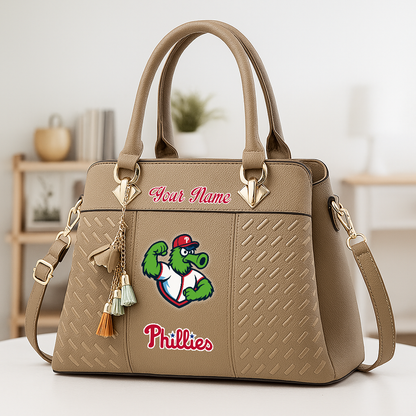 LIMITED EDITION - NEW CUSTOMIZED MLB11 PPS PH PHILLIES ZIP HANDBAG MULTICOLOR