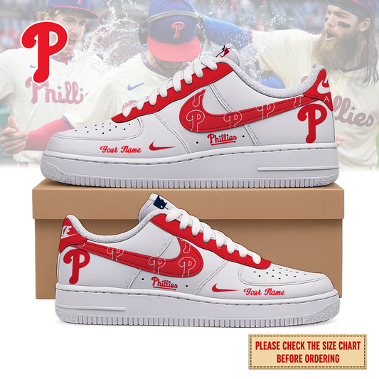 FINAL SALE - NEW CUSTOMIZED MLB11 PPS PHILADELPHIA PHILLIES AF1 SHOES