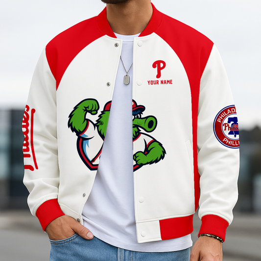 LIMITED EDITION - NEW CUSTOMIZED MLB11 PPS PH PHILLIES BASEBALL JACKET, SATIN VARSITY JACKET
