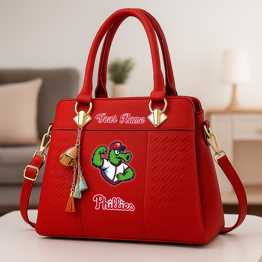LIMITED EDITION - NEW CUSTOMIZED MLB11 PPS PH PHILLIES ZIP HANDBAG MULTICOLOR