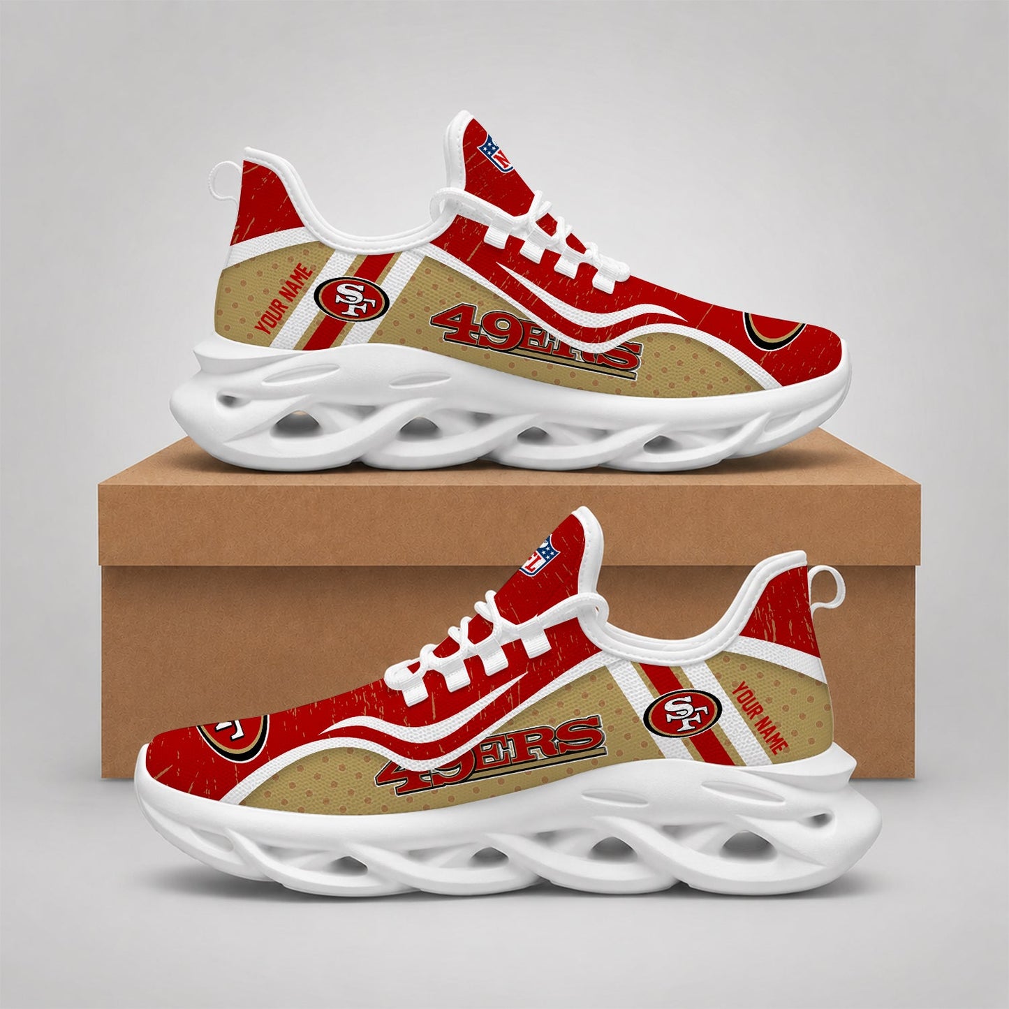 LIMITED EDITION - NEW CUSTOMIZED NFL11 SF49 SAN FRANCISCO 49ERS MAX SOUL SHOES