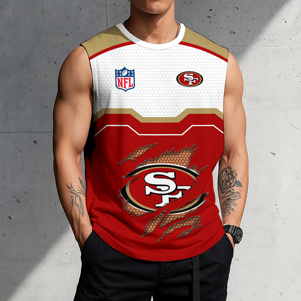FINAL SALE - NEW CUSTOMIZED NFL11 SF49 SAN FRANCISCO 49ERS MEN'S GYM SHIRT