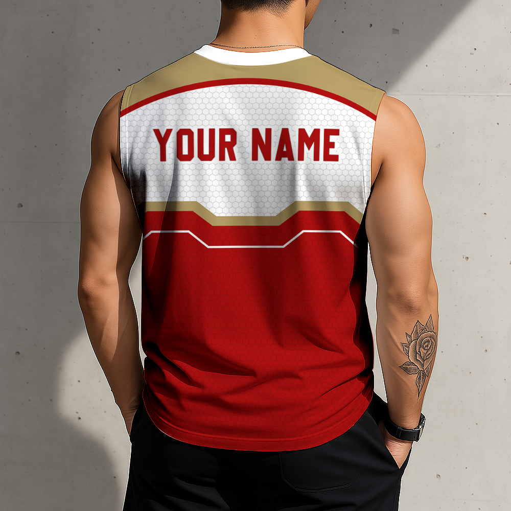 FINAL SALE - NEW CUSTOMIZED NFL11 SF49 SAN FRANCISCO 49ERS MEN'S GYM SHIRT