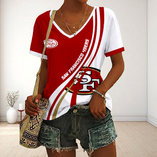 LIMITED EDITION - NEW CUSTOMIZED NFL11 SF49 SAN FRANCISCO 49ERS V-NECK FEMALE SHIRT