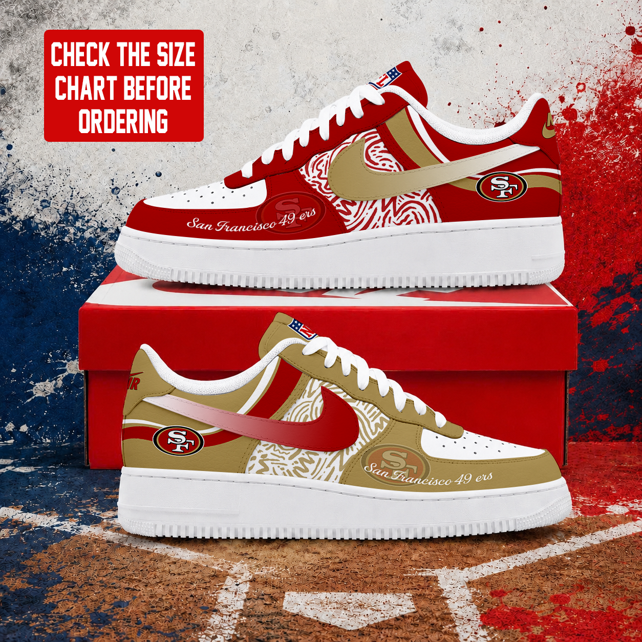 FLASH SALE - NEW CUSTOMIZED NFL11 SF49 SAN FRANCISCO 49ERS AF1 SHOES