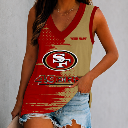 FINAL SALE - NEW CUSTOMIZED NFL11 SF49 SAN FRANCISCO 49ERS WOMEN'S V-NECK TANK TOP