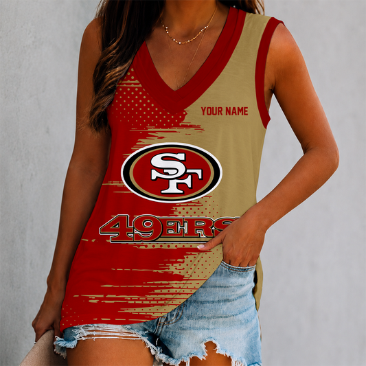 FINAL SALE - NEW CUSTOMIZED NFL11 SF49 SAN FRANCISCO 49ERS WOMEN'S V-NECK TANK TOP