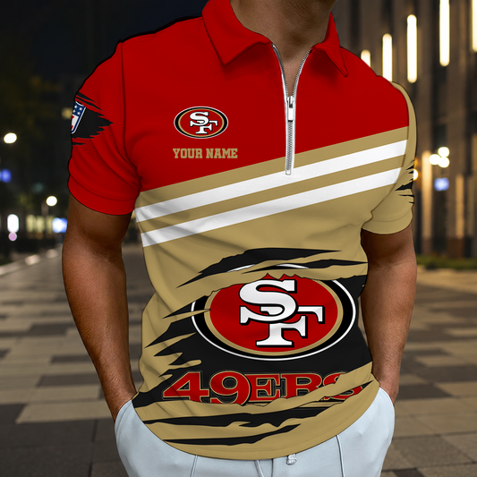 FINAL SALE - NEW CUSTOMIZED NFL11 SF49 SAN FRANCISCO 49ERS T-SHIRT, POLO SHIRT, ZIP POLO SHIRT, SWEATSHIRT, HOODIE & ZIP HOODIE