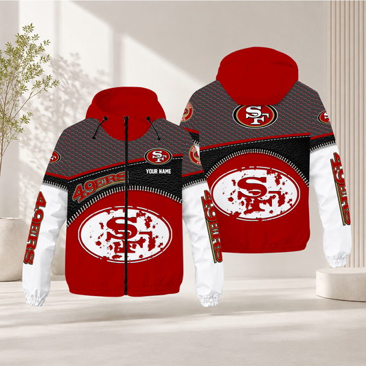 HOT DEAL - NEW CUSTOMIZED NFL11 SF49 SAN FRANCISCO 49ERS WINDBREAKER JACKET