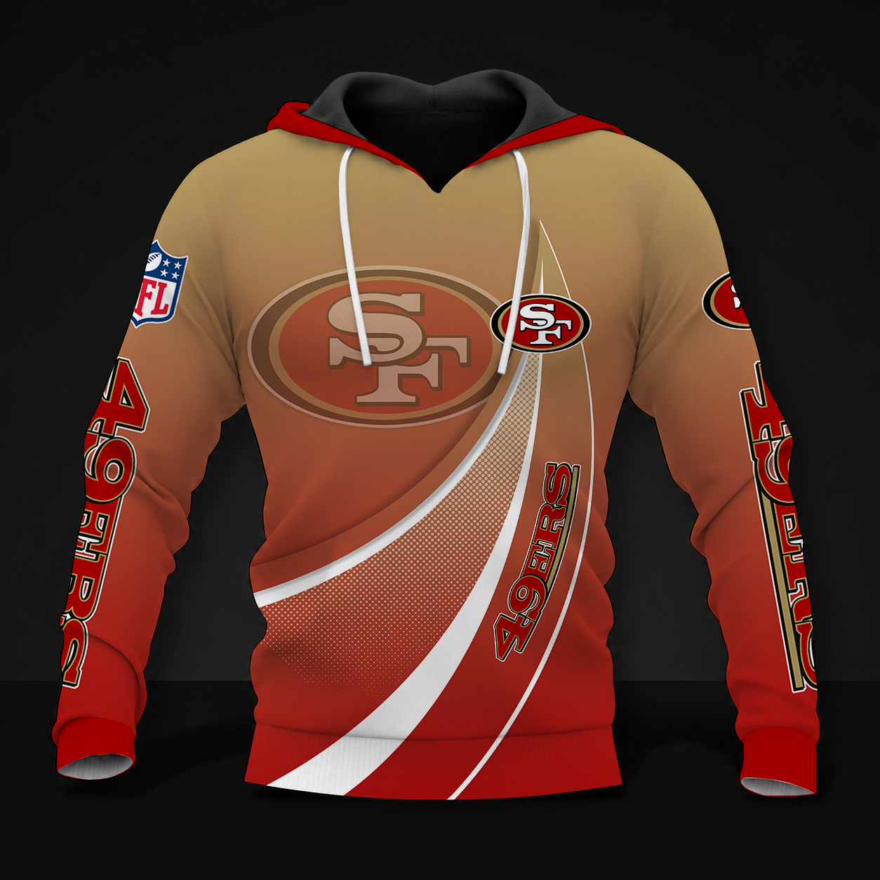 FINAL SALE - NEW CUSTOMIZED NFL11 SF49 SAN FRANCISCO 49ERS POLO SHIRT, ZIP POLO SHIRT, T-SHIRT, HOODIE, ZIP HOODIE & SWEATSHIRT
