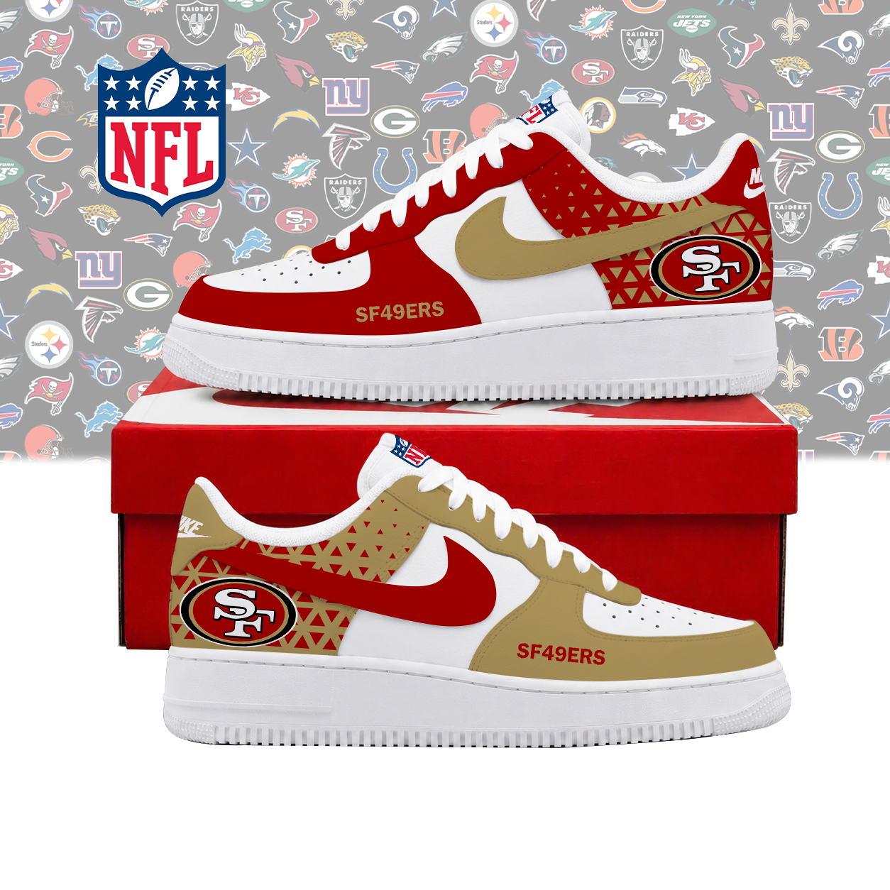 SPECIAL EDITION - NEW CUSTOMIZED NFL11 SF49 SAN FRANCISCO 49ERS AF1 SHOES