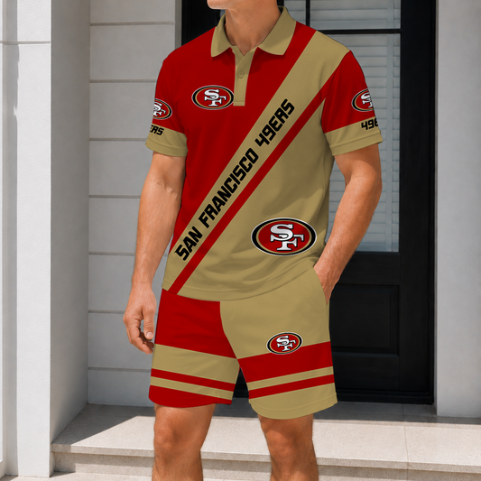 FINAL SALE - NEW CUSTOMIZED NFL11 SF49 SAN FRANCISCO 49ERS POLO SHIRT & SHORT PANTS SET