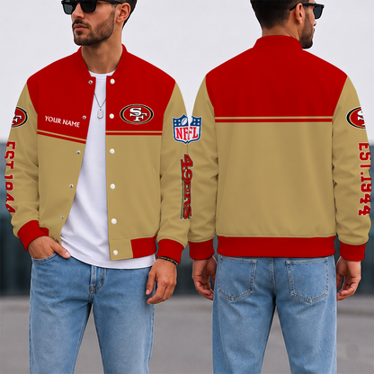 FINAL SALE - NEW CUSTOMIZED NFL11 SF49 SAN FRANCISCO 49ERS SATIN VARSITY & BASEBALL JACKET