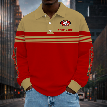 EXCLUSIVE EDITION - NEW CUSTOMIZED NFL11 SF49 SAN FRANCISCO 49ERS LONG SLEEVE POLO SHIRT