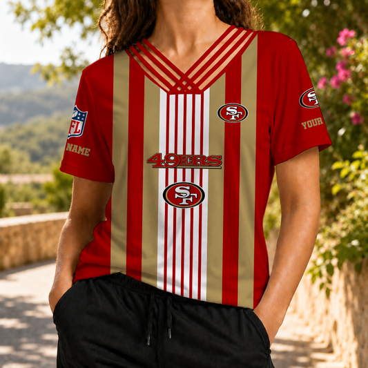 FINAL SALE - NEW CUSTOMIZED NFL11 SF49 SAN FRANCISCO 49ERS V-NECK SHIRT
