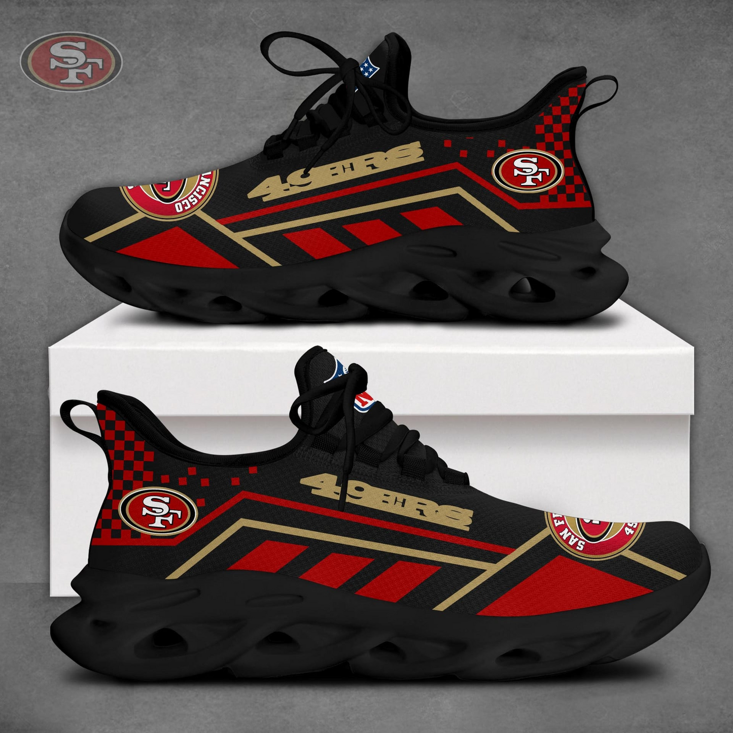 LIMITED EDITION - NEW CUSTOMIZED NFL11 SF49 SAN FRANCISCO 49ERS MAX SOUL SHOES