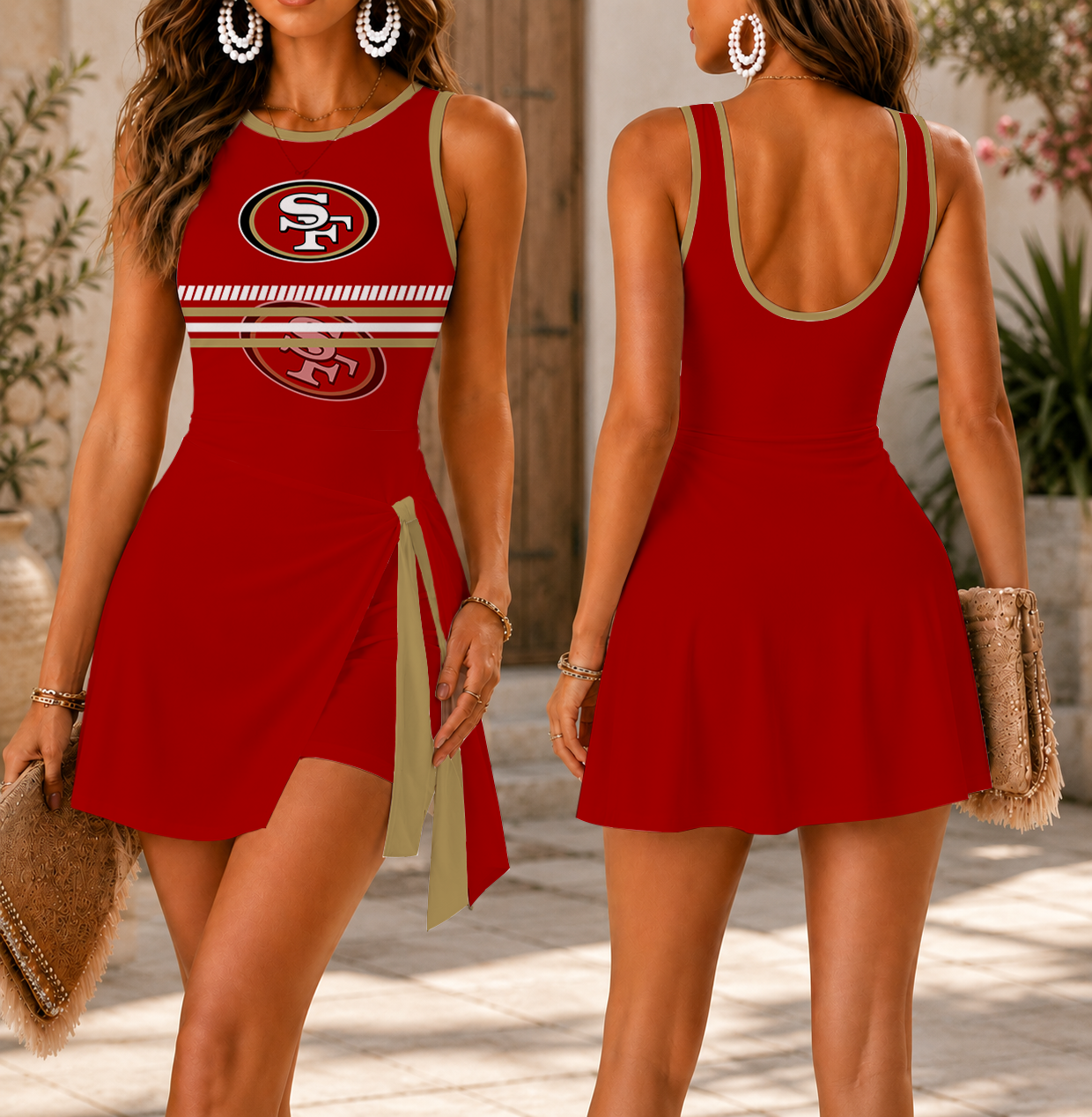FINAL SALE - NEW CUSTOMIZED NFL11 SF49 SAN FRANCISCO 49ERS WOMEN'S SUMMER SKORT DRESS