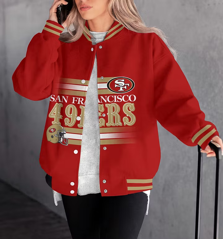 FINAL SALE - NEW CUSTOMIZED NFL11 SF49 SAN FRANCISCO 49ERS SATIN VARSITY & BASEBALL JACKET