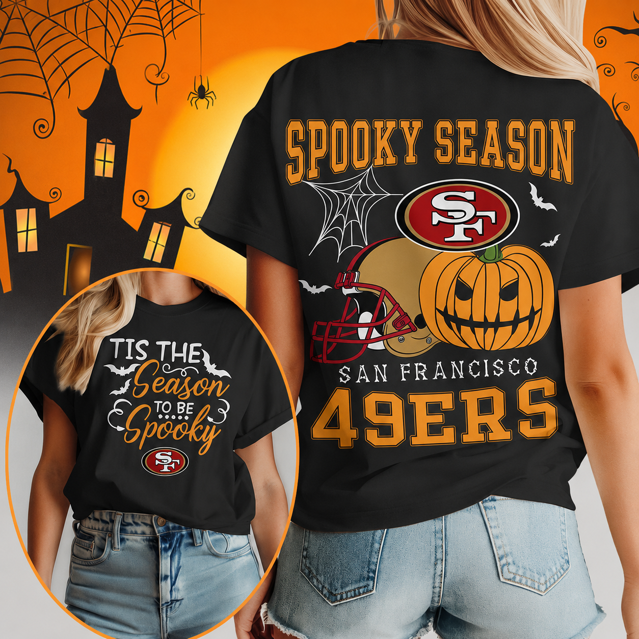 FLASH SALE - NEW CUSTOMIZED NFL11 SF49 SAN FRANCISCO 49ERS  HALLOWEEN T-SHIRT, HOODIE & ZIP HOODIE