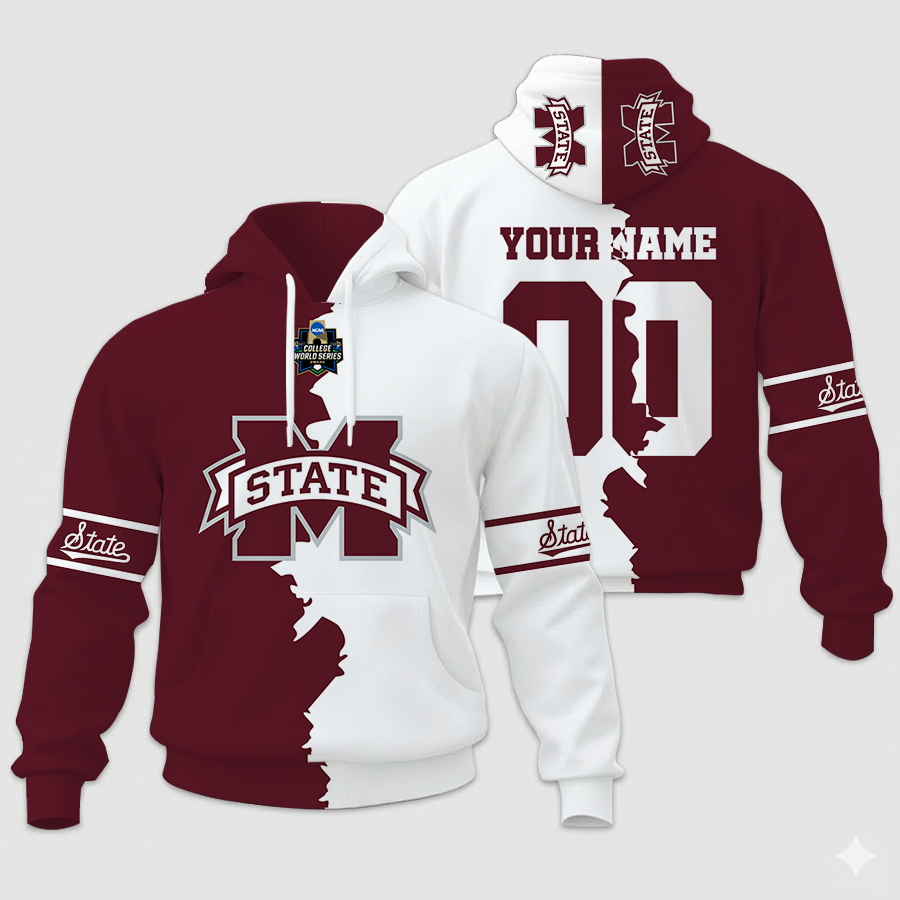 MEGA SALE - NEW CUSTOMIZED COLLEGE WORLD SERIES NCAA11 MISSISSIPPI STATE BULLDOGS UNISEX HOODIE & ZIP HOODIE