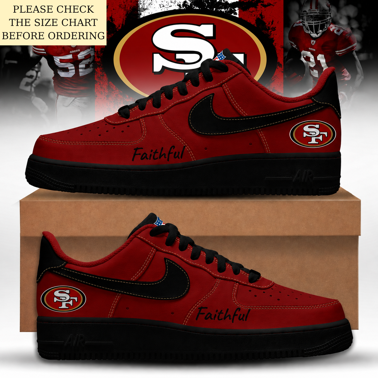 HOT DEAL - NEW CUSTOMIZED NFL11 SF49 SAN FRANCISCO 49ERS AF1 SHOES